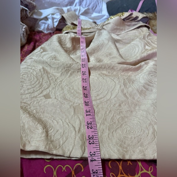 Marchesa Notte 3D sweetheart open neck neutral floral brocade tulip dress beaded - Picture 7 of 8